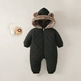 thumbnail image 2 of CAICJ98 Outerwear Romper Coat Warm Infant Baby Jacket Snowsuit Boys Girls Hooded Jumpsuit Toddler Boys Girls Winter Coat (Black,10-18 Months), 2 of 7