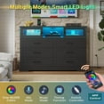 thumbnail image 5 of Black Dresser with 6 Drawers Modern Chest of Drawers with LED Lights and Charging Station, Double Dresser Closet Organizer for Bedroom Living Room, 5 of 9