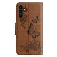 thumbnail image 3 of Allytech Galaxy S24 FE Wallet Case,  PU Leather Butterfly Embossed Flip Folio Stand Protective Shockproof Cards Holder Hand Wrist Bumper Phone Case Cover for Samsung Galaxy S24 FE - Brown, 3 of 7