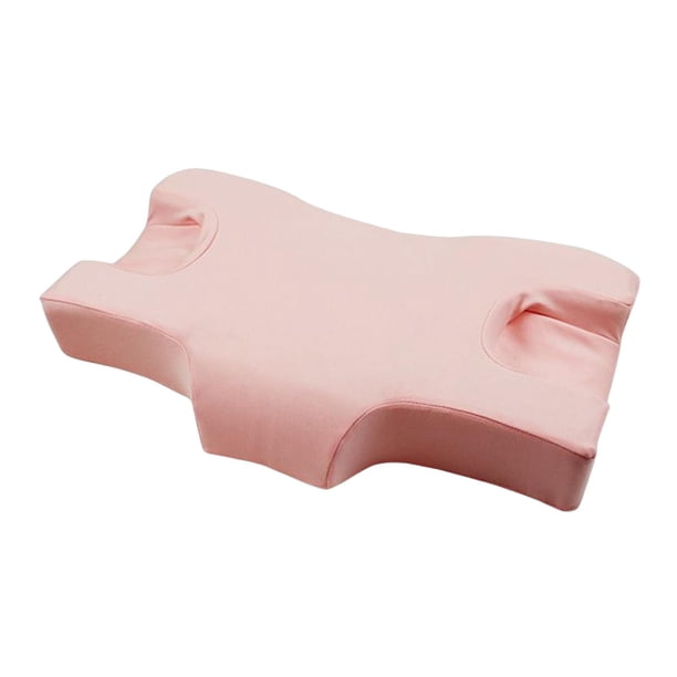 Almohada de espuma viscoelástica para dormir, almohada para el cuello, cómoda almohada para dormir con la espalda, antiarrugas Rosa