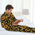 thumbnail image 6 of Naloa Sunflowers And Bww Men’s Pajamas Set - Long Sleeve Button Down Sleep Shirt and Pajama Bottoms Sleepwear Set-, 6 of 7