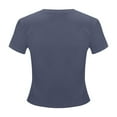 thumbnail image 4 of Hauaitttt Women's Casual Basic Going Out Crop Tops Slim Fit Short Sleeve Crew Neck Tight T Shirts 2025 Womens Solid Tee Shirts Women Undershirt Womens Active Short Sleeve Womens Short Sleeve T Shirt, 4 of 5