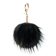 C.C Enlarged Faux Fur Pom Pom Key Chain Key Ring Handbag Tote Accessory - Black