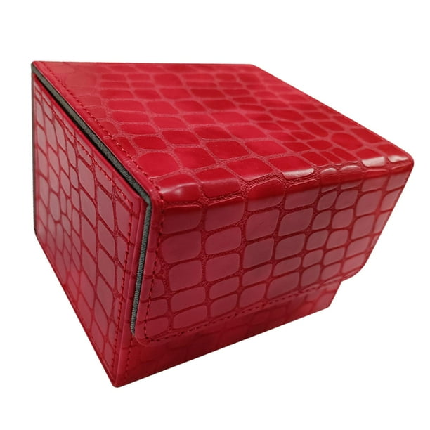 Caja de baraja de cartas, tarjetero de cuero PU, caja de juego de baraja de tarjetas de exhibición, almacenamiento de tarjetas Rojo