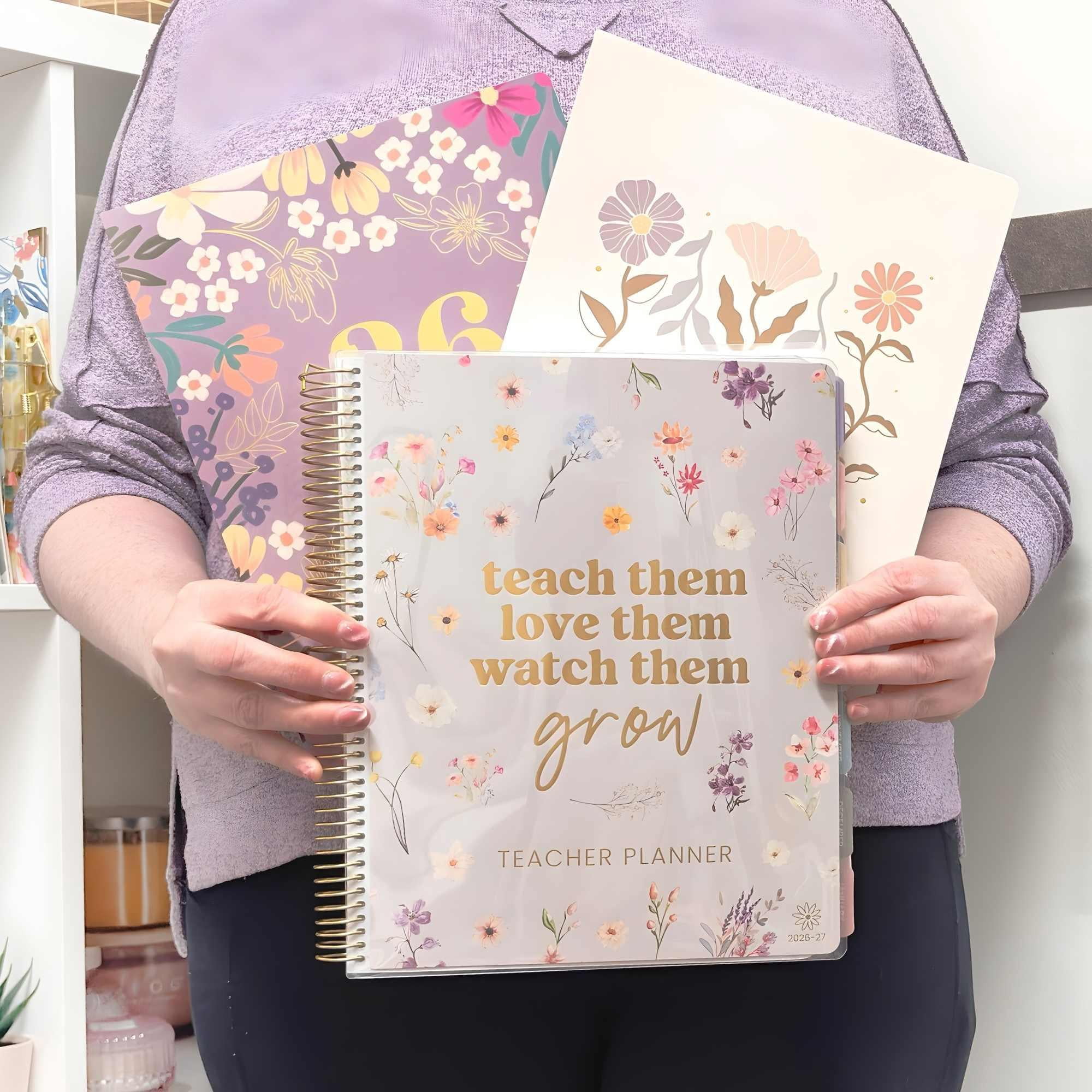 bloom daily planners 2026-2027 Academic Teacher Planner, 13-Month Lesson Plan Book, 9" x 11", Interchangeable Cover, Cool Tones