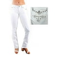 thumbnail image 2 of LA Idol Women's Rhinestone Mid Rise Bootcut Stretchy Denim Jeans Pants ( La Idol Bootcut White 4320BT ), 2 of 7
