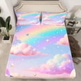 thumbnail image 2 of jejeloiu 3D Colorful Clouds Twin Sheet Sets,Multicolor Gradient Sky Bedding For Girls Kids 3-Piece, 2 of 7