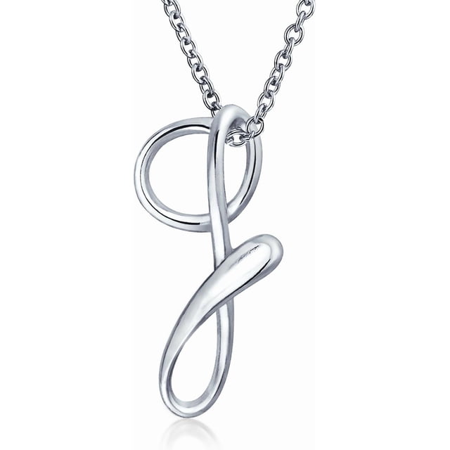 Personalize ABC Script Letter Alphabet Pendant Initial Necklace For Teen Women 14K Gold Plated .925 Sterling Silver