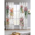 thumbnail image 2 of Pink Spring Floral Sheer Curtains 84 Inch Length 2 Panels Set for Living Room/Bedroom, Wooden Elegant Farmhouse Botanical Kitchen Curtains Grommet Semi-Sheer Curtains Window Treatments 42"x84"x2, 2 of 7
