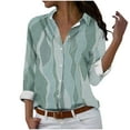 thumbnail image 2 of Aloohaidyvio Button Down Shirts for Women,Women's Fall Classic-Fit Button Down Shirt Casual Long Sleeves Loose Collared Blouses Fasion Textured Top, 2 of 5
