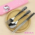 thumbnail image 3 of Sanrio Cute Hello Kitty Kids Tableware Set Anime Cartoon Baby Meal Metal Spoon Fork Chopsticks Kawaii Tableware Children‘s Gift, 3 of 7