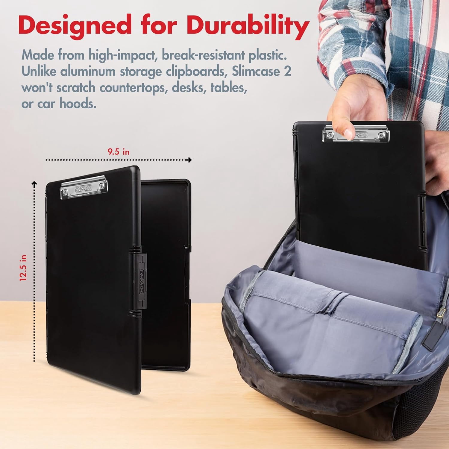 Dexas Slimcase2 Storage Clipboard with Side Opening Black 3-Pack