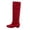 Red, variant on Women Over Knee High Suede Boots Round Toe Wide Calf Chunky Heel Winter Booties Side Zipper Warm Casual Shoes for Ladies Outdoor Daily Walking Wear