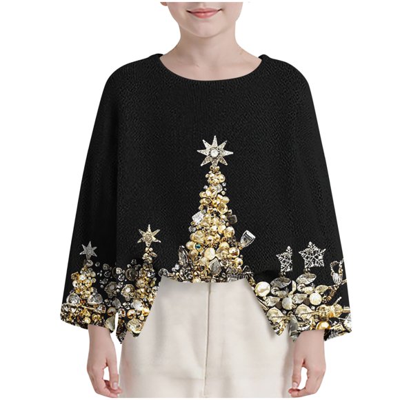 Birdeem Children's Christmas Shirt, Long Sleeve Printing, Round Neck Short Top, Suitable for Boys, Funny Christmas Shirts, Boys Christmas Shirt