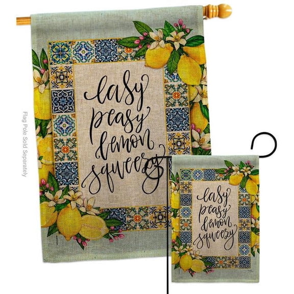 Breeze Decor S120262-DB Easy Lemon Food Fruit 28 x 40 in. Double-Sided Decorative Vertical House Flags Set for Decoration Banner Garden Yard Gift