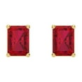thumbnail image 3 of Clara Pucci 1 ct Brilliant Emerald Cut Solitaire Studs VVS1 Genuine Conflict free Red Ruby Solid 14K Yellow Gold Designer Everyday Earrings Screw back, 3 of 5