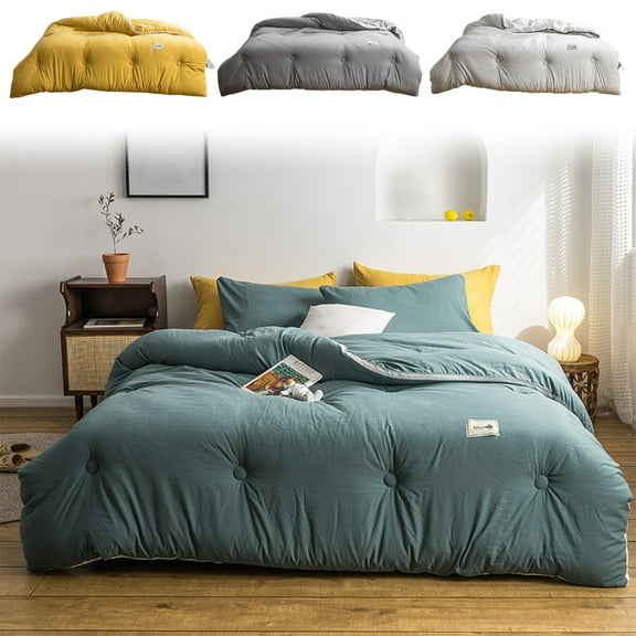 Washed Fibre Quilt, Winter Warm Thick Quilt, Soft Core, Modern Design, Home Decor, Year-Round Use, Luxurious Comfort TOPLIU