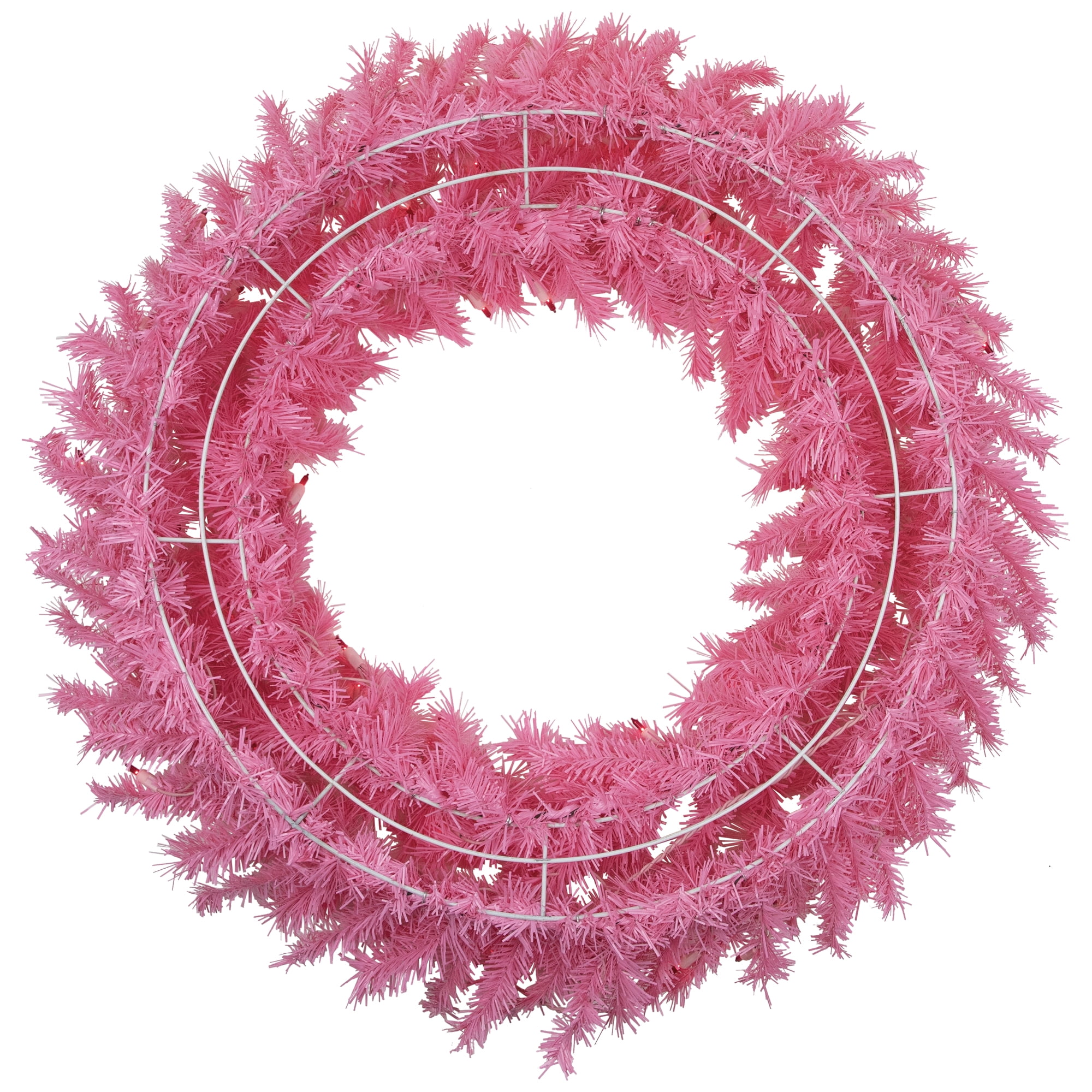 36" Pre-Lit Pink Spruce Artificial Christmas Wreath Pink Lights