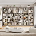 thumbnail image 4 of Homfa 18-Cube Bookcase and Bookshelves, 71.2" Triple Width 6 Tier Freestanding Arch Library Cabinet for Home Office Living Room, Wash Gray, 4 of 8