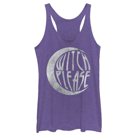 Women's CHIN UP Halloween Witch Please  Racerback Tank Top Purple Heather 2X Large