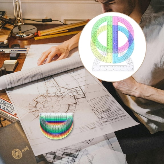 FRCOLOR 12pcs Colorful Plastic Protractors 180 Degrees Mathematical Protractor Semicircular Clear Geometric Protractor for Learn Office Measurement Drawing