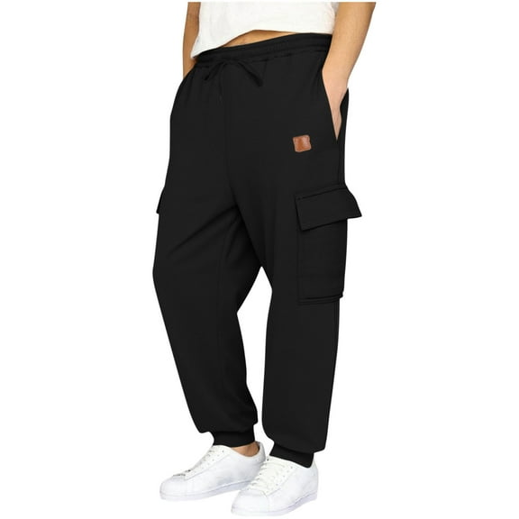 Boys Sweatpants Solid Color Leisure Active Sports Sweat Pants Elastic Waist Joggers with Pockets Boys's Pants Size 4-15