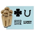 thumbnail image 1 of Lucky Good Luck Four Leaf Clover Horseshoe Rubber Stamp Set for Scrapbooking Crafting Stamping - Small 3/4 Inch, 1 of 7