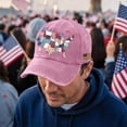 thumbnail image 4 of 4th of July USA 250th Anniversary Hat American Flag Embroidered Cap Adjustable Washed Casual Cap 1776-2026 Commemorative Patriotic Merchandise,Pink, 4 of 5