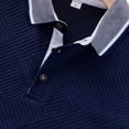 thumbnail image 5 of Polo Shirts for Men Short Sleeve Quarter Button Up Polo Tees Slim Fit Navy Men's Tops, 5 of 7