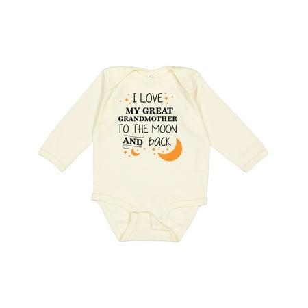 

Inktastic I Love My Great Grandmother to the Moon and Back Boys or Girls Long Sleeve Baby Bodysuit