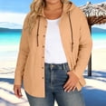 thumbnail image 5 of FRSASU Cotton Linen Hoodies for Women Button Down Sun Protection Casual Plus Size Long Sleeve Summer Vacathion Beach Tops Coffee, 5 of 7