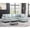 Powder, variant on Mardelle 97" Wide Faux Leather 3 Pieces Right Facing Sofa Set With Ottoman