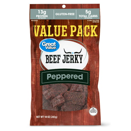Great Value Peppered Beef Jerky Value Pack, 10