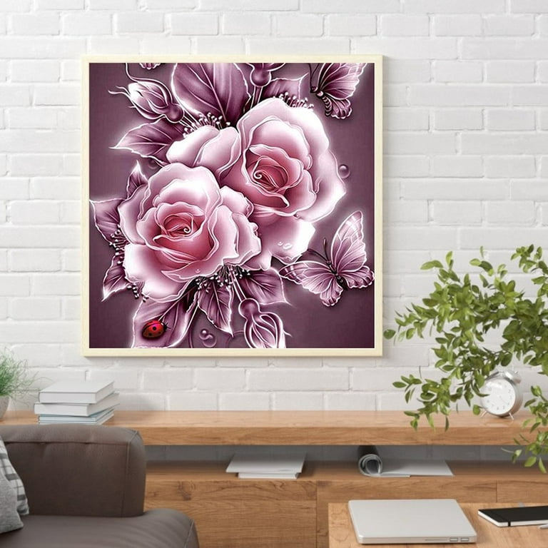 Suyaloo 5D Diamond Painting Kits for Adults - Flowers Diamond Art Kits for Adults Kids Beginner,DIY Rose Full Drill Paintings with Diamonds Gem Art