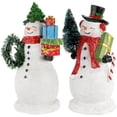 thumbnail image 5 of Northlight Shopping Snowmen Couple with Presents Christmas Figurines - 8" - Set of 2, 5 of 8
