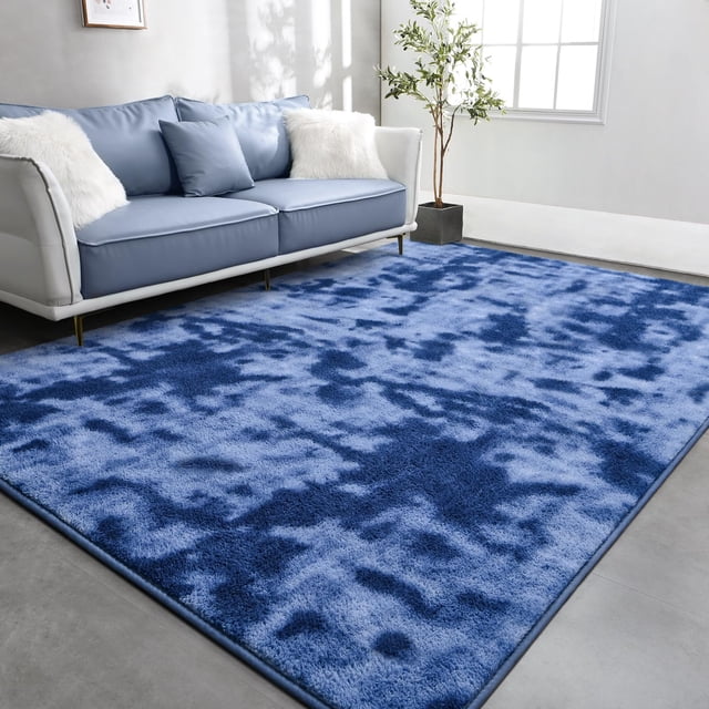 Alfombra TWINNIS, 213 x 305 cm, espuma viscoelástica suave teñida con corbata, azul
