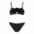 thumbnail image 4 of WREESH Womens Bikini Set Swimsuit Bikini Three-Dimensional Flower Swimsuit Swim Trunks Two-Piece Set Beach Bathing Suit Black, 4 of 8