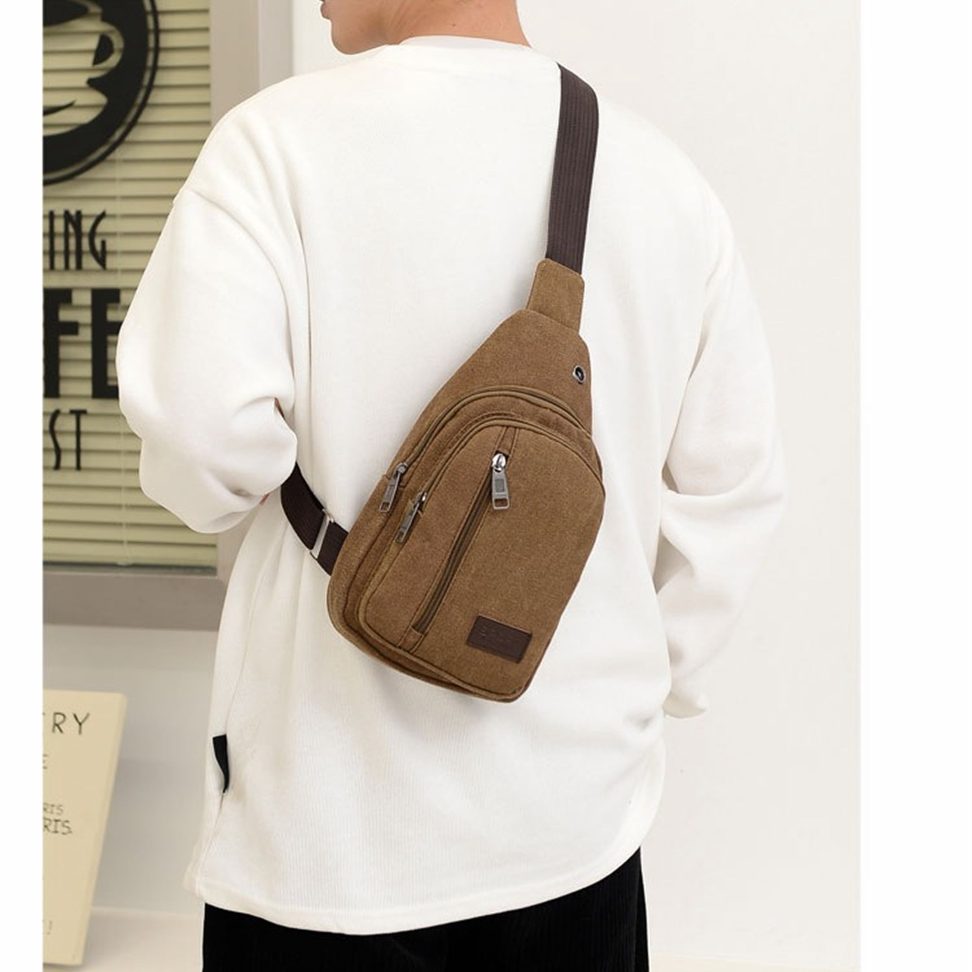 Vobzolite Sling Bag for Men - Crossbody Backpack Perfect for Travel & Hiking - Anti-Theft, Water-Resistant, Tear-Resistant Army Green