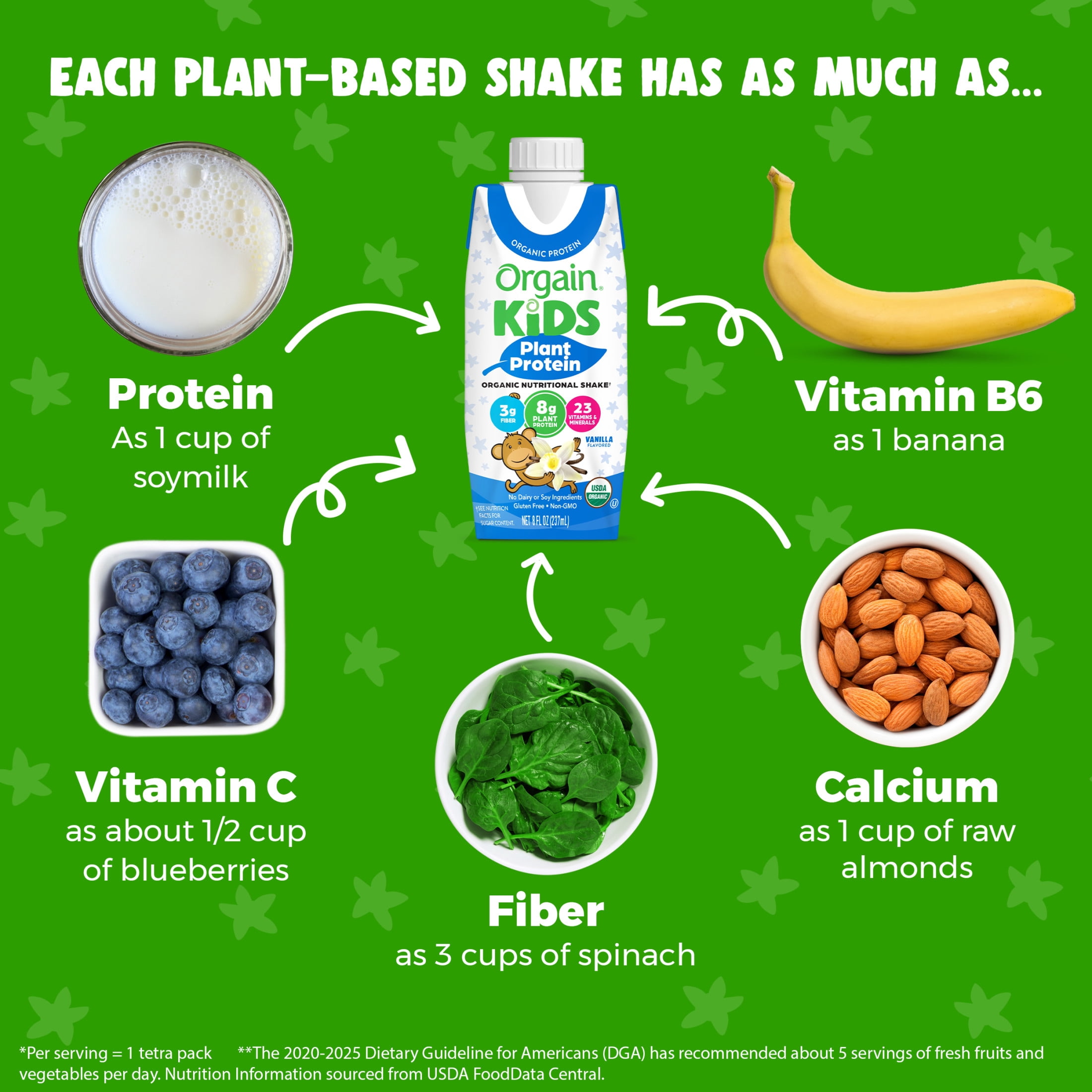 Orgain Organic Kids Vegan Nutritional Shake, 23 Vitamins & Minerals, Vanilla, 8 fl. oz, 4ct