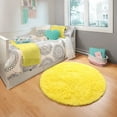thumbnail image 3 of Junovo Luxury Round Fluffy Area Rugs for Bedroom Kids Girls Room Nursery,Super Soft Circle Rug,Cute Shaggy Carpet For Living Room,5'x5',Yellow, 3 of 6