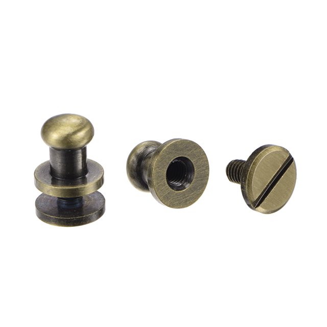 Unique Bargains 10 Set 6mm Solid Brass Round Head Stud Screw Rivets for DIY Leather Belt Wallet Handbag Decoration, Bronze Tone