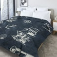 thumbnail image 4 of Kainsy Nautical Blanket Anchor Blanket Throw Compass Adventures Blankets Ocean Marine Blanket Gifts for Adult Kids Boys Soft Flannel Fleece Old Ships Blanket for Chair Couch Sofa, Navy Blue(30"x40"), 4 of 8