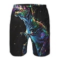 thumbnail image 3 of Fuzoiu colorful flames dinosaur Print Men's Beach Shorts,Men's Swim Trunks,Quick Dry Board Shorts with Pockets,Men's Bathing Suits for Surfing, Running, and Casual Wear-Large, 3 of 6
