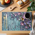 thumbnail image 2 of Purple Floral Placemats Set of 4 Vintage Cracked Wall Country Rustic Place Mats Indoor Wipeable Table Mats Washable Cloth Dining Table Placemats for Kitchen Holiday Party Home Decor 13x19 Inch, 2 of 9