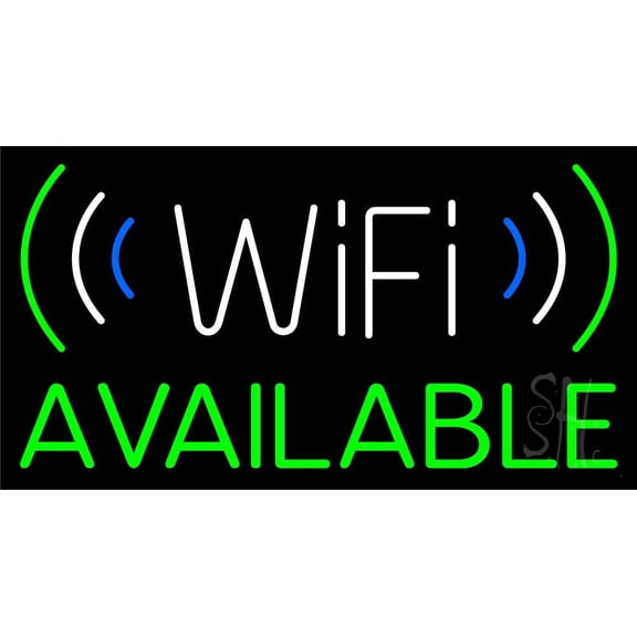 Wifi Available With Logo LED Neon Sign 20 x 37 - inches, Clear Edge Cut Acrylic Backing, with Dimmer - Bright and Premium built indoor LED Neon Sign for Computer & Electronics store decor.
