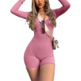 thumbnail image 4 of Qiylii Women Yoga Jumpsuits Workout Ribbed Long Sleeve Sport Jumpsuits Bodycon Full Body Romper Bodysuit One-Piece Playsuit, 4 of 9