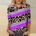 thumbnail image 2 of CEHVOM T-shirt Mode Femme Imprimé Léopard Ample Manches 3/4 Col Rond Haut Décontracté Liquidation, 2 of 5