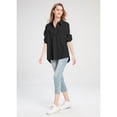 thumbnail image 3 of Mordenmiss Women's Cotton Linen Shirt Button Down Blouses Loose Long Sleeve Tops Black XXL, 3 of 4