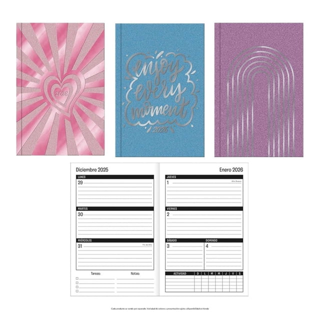 Agenda Pen+Gear 8.89cm x 18.10cm Semanal de Tapa Dura con Brillo Varios Modelos Multicolor