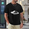 thumbnail image 4 of Hanmun Men's Planet With Ring T-Shirts Short Sleeve Cotton Round Crew Neck Moisture Wicking Black USA, 4 of 9